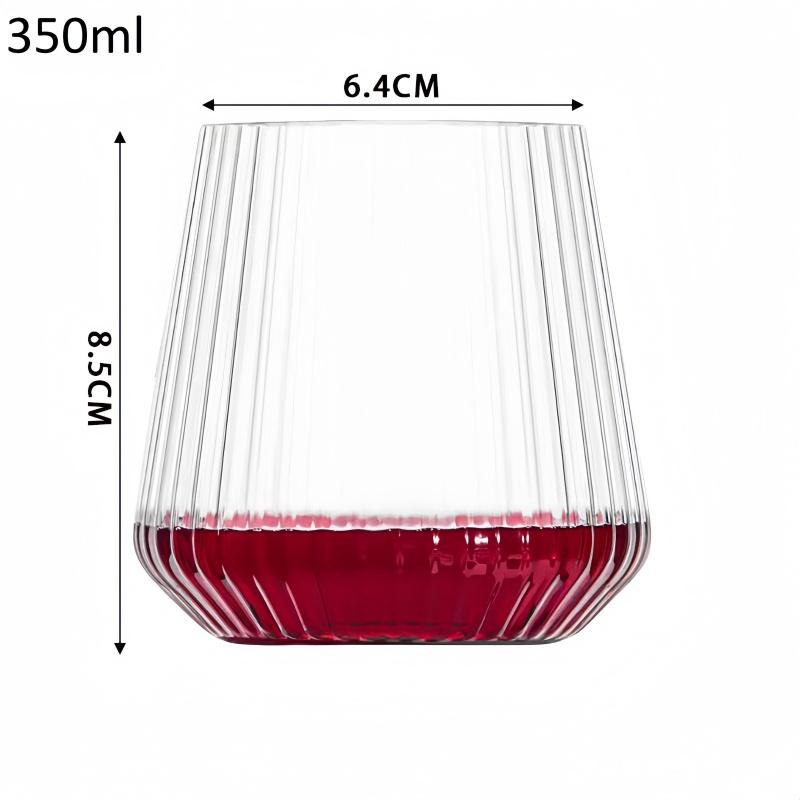 Plastic Ribbed Wine Glass Cocktail Glass Shatterproof Transparent Beverage Cup for Weddings Gatherings and Events