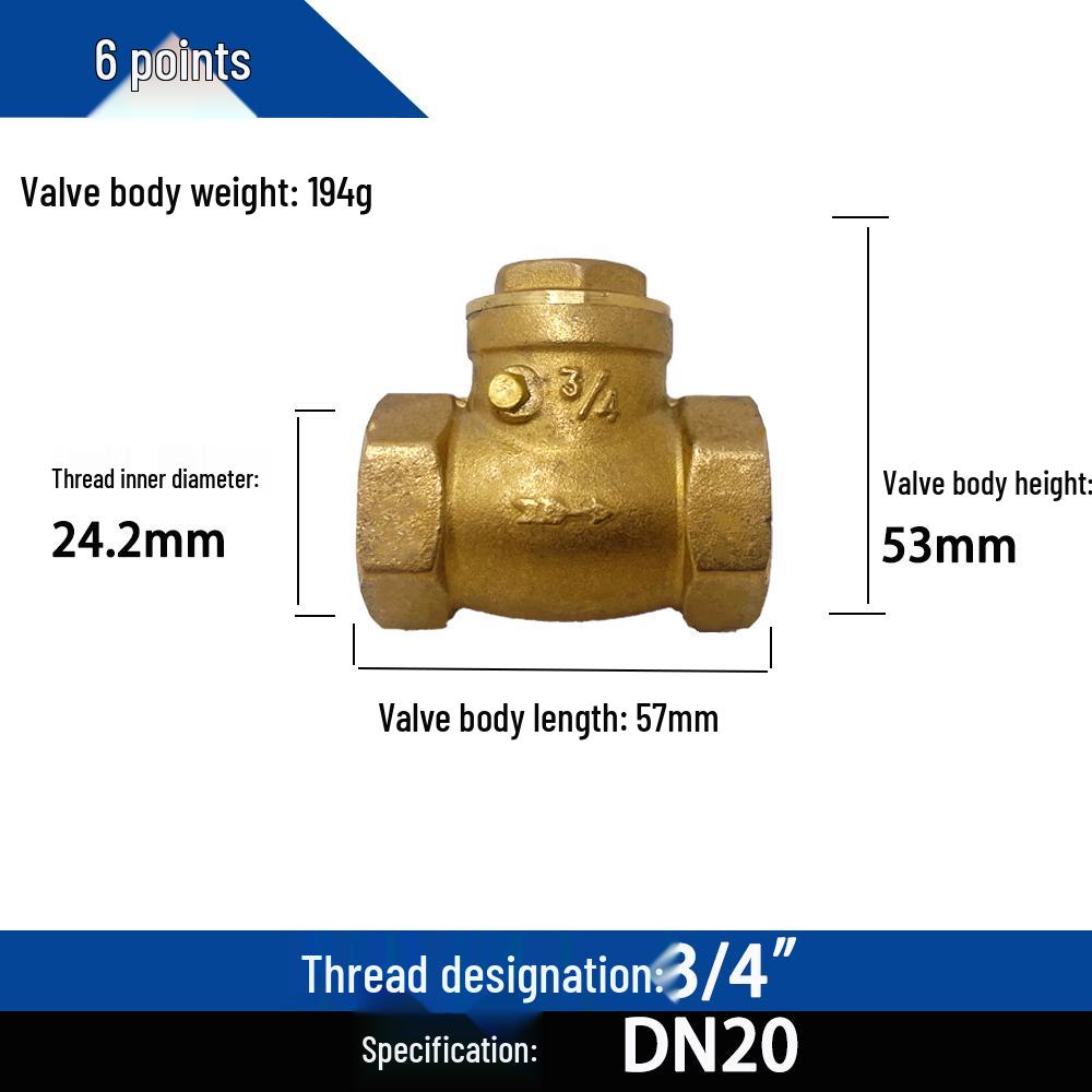 All-Copper High-Temp Horizontal Check Valve, 1/2" & 3/4" Sizes, Steam Heating Boiler Non-Return Valve