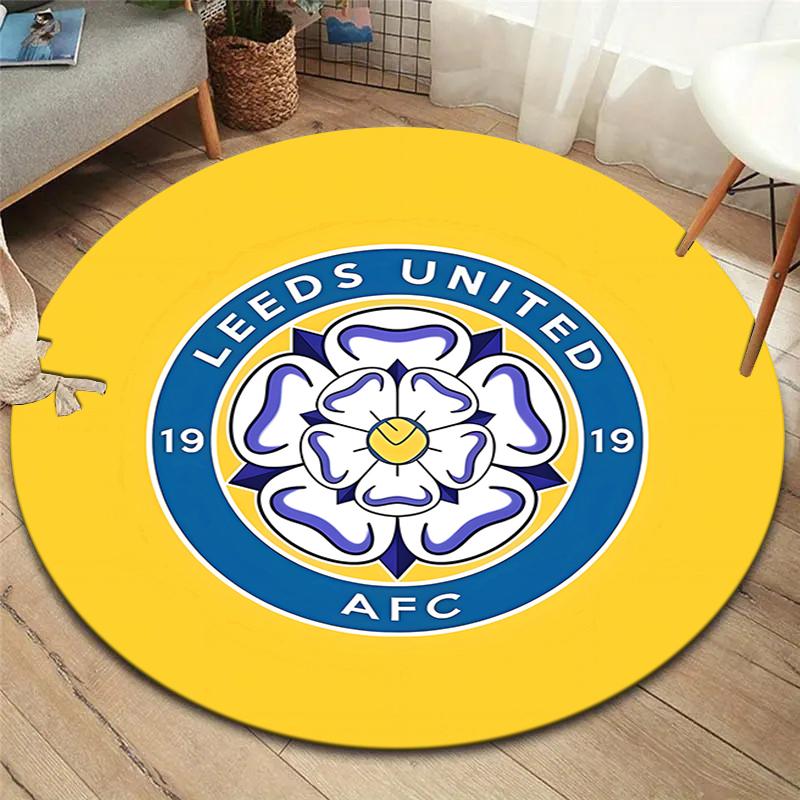 Alfombra Redonda del Leeds United Football Club, Alfombra para Sala de Estar, Dormitorio, Sofá, Sala de Juegos Decoración, Felpudo Antideslizante