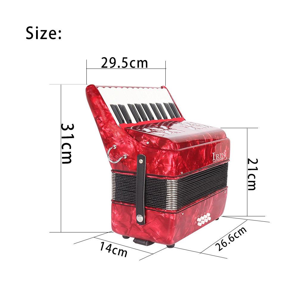 IRIN 22-Key 8-Bass Accordion - Celluloid Professional Performance Musical Instrument красный