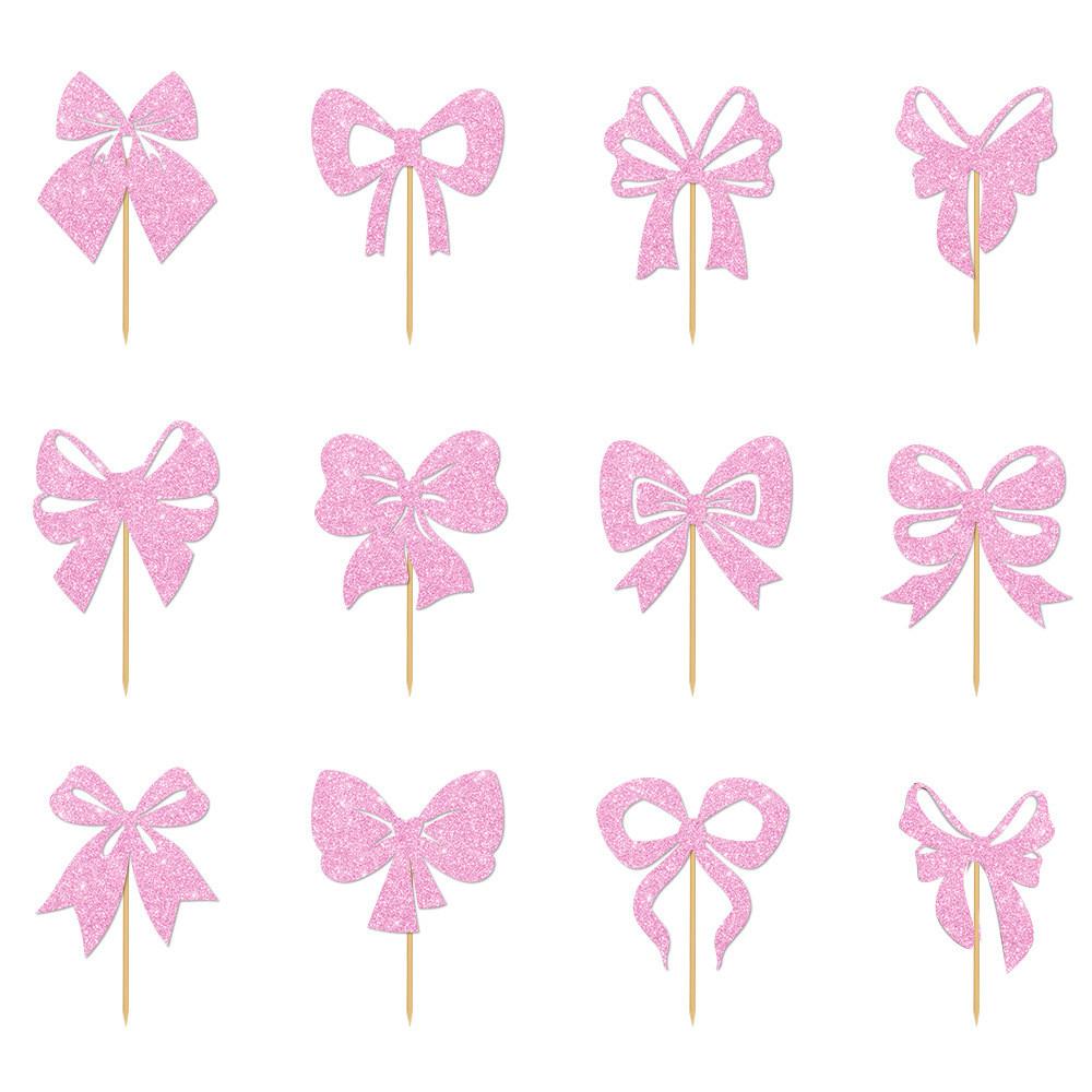 Bow Birthday Creative Sparkling Paper Flag Cake Decoration Plugin Props Party