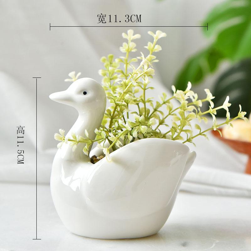 Creative Cartoon Alpaca Swan Ceramic Flowerpot Nordic Plant Pot Succulent Flowerpot Animal Shaped Pots Home Decoration Ornaments