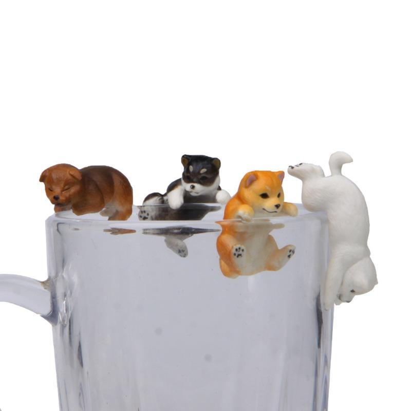 Realistic Warm-colored Super Cute Shiba Inu Seaweed Ball Cup Garden Landscape Figurine Cup Rim Figurine