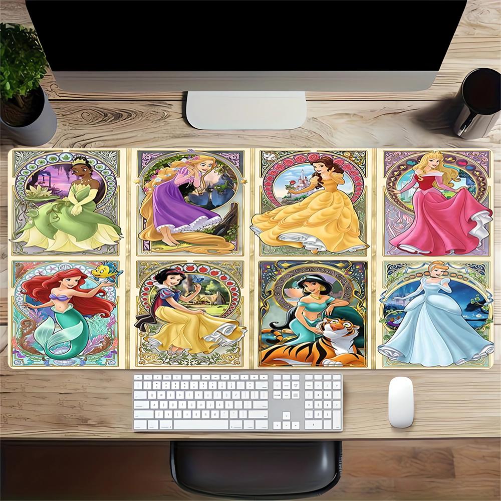 Disney Princesses Art Large Gaming Mouse Pad Nonslip Rubber Base Waterproof Desk Mat For Office Pc Laptop