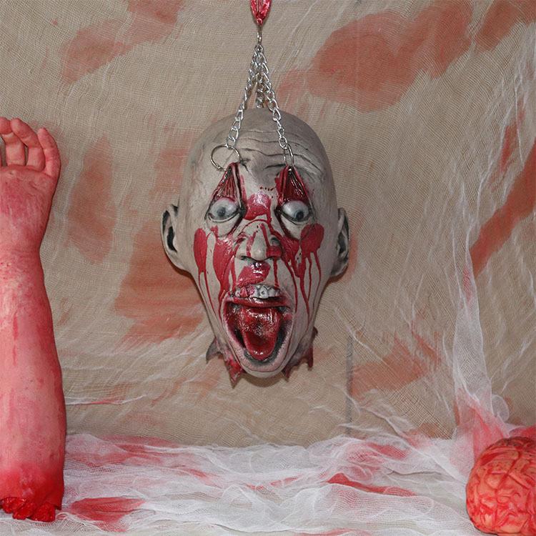 House Latex Haunted Decapitated Skull Prop For Halloween Horror Decorations