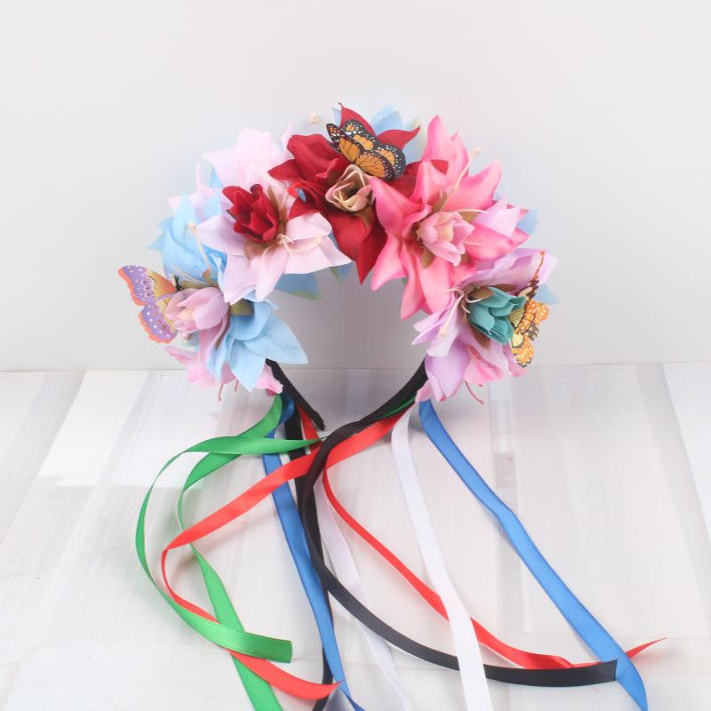 European & American Fashion Carnival Ribbon Hairband: Christmas Butterfly Rainbow Colors