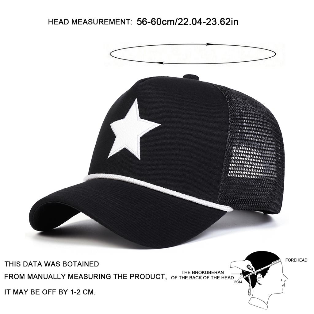 Men Pentagram Embroidered Baseball Cap Mesh Hat Outdoor Adjustable Sunscreen Leisure Hat Spring Autumn Travel Tourism Beach Vacation