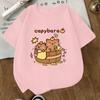 Kids Crewneck Short Sleeve Tee, Capybara Pufferfish Print Sports Casual Top for Kids