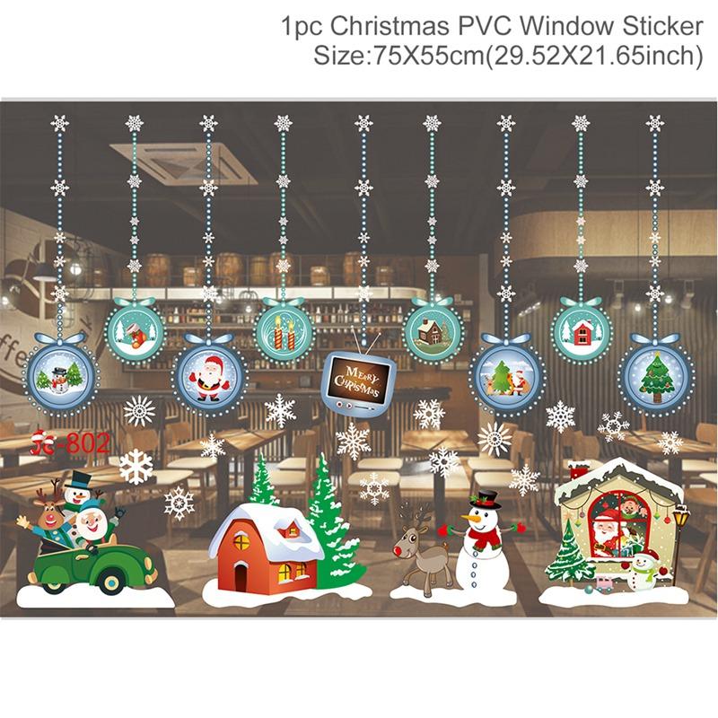 Cartoon Christmas Window Glass Stickers 2025 Christmas Decoration for Home Living Room Wall Decor 2025 Happy New Year Stickers