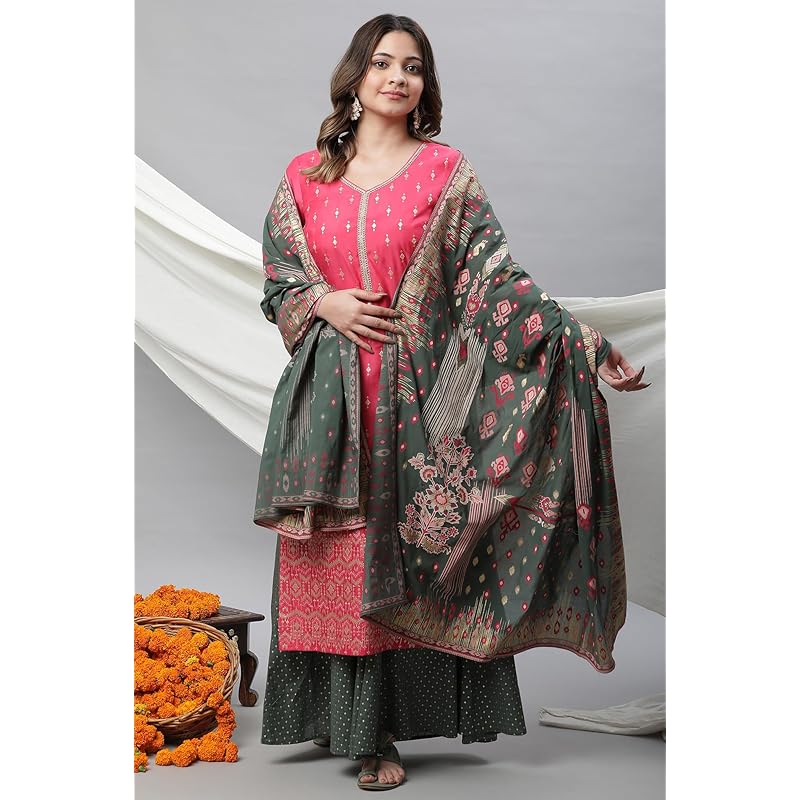 Aurelia Women Cotton Dupatta 23AUA80002-507279-Green-FS