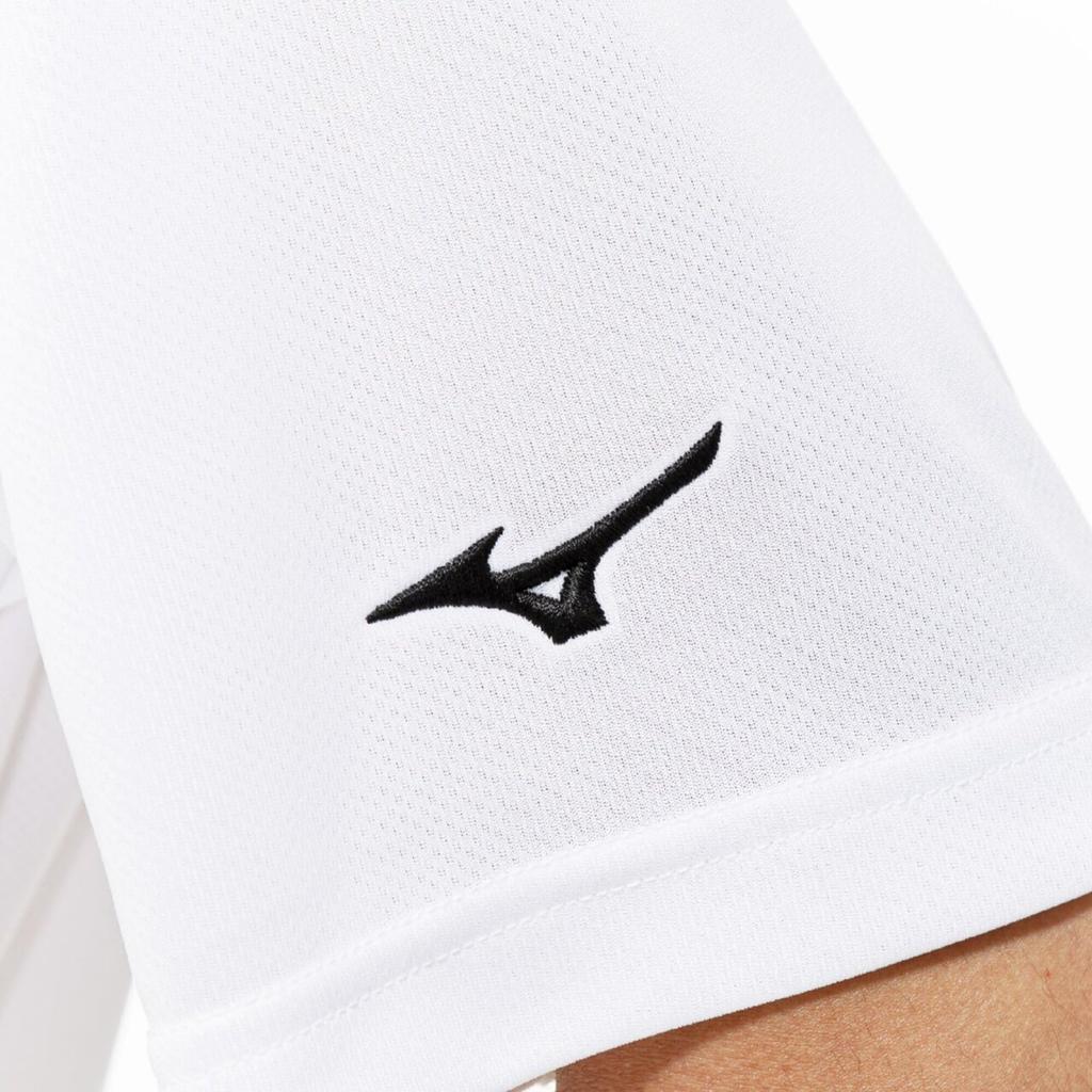 Mizuno NaviDry Training Polo Short New Model M Shirt, Sleeve, Moisture-Wicking, Quick-Drying, Sportswear, 32MAC193, White/Black,