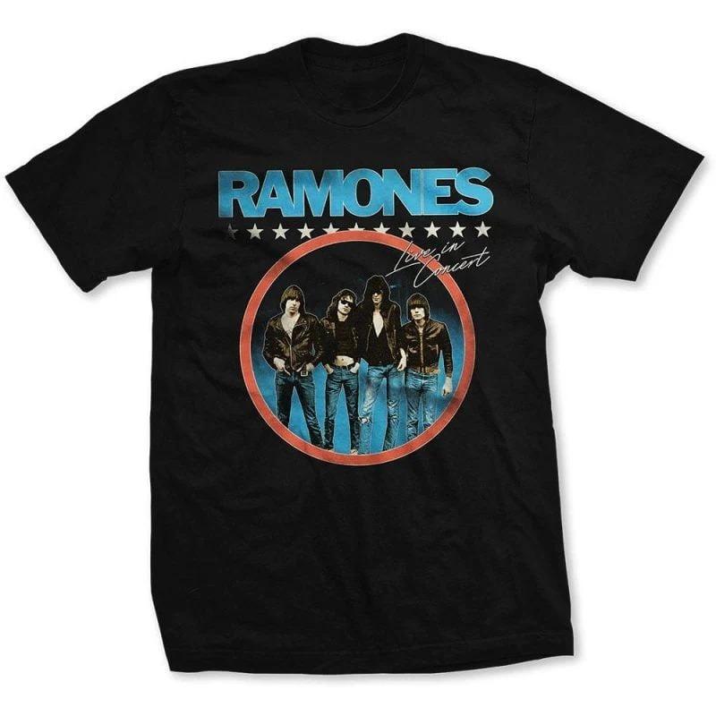 Ramones Band Photo Print Cotton TShirt Classic Punk Rock Streetwear Unisex Crew Neck Short Sleeve Tee for Punk Fans