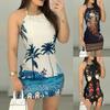 New European and American Style Print Suspender Dress Summer Sexy Halter Hip Short Skirt Fashion Women's Clothing