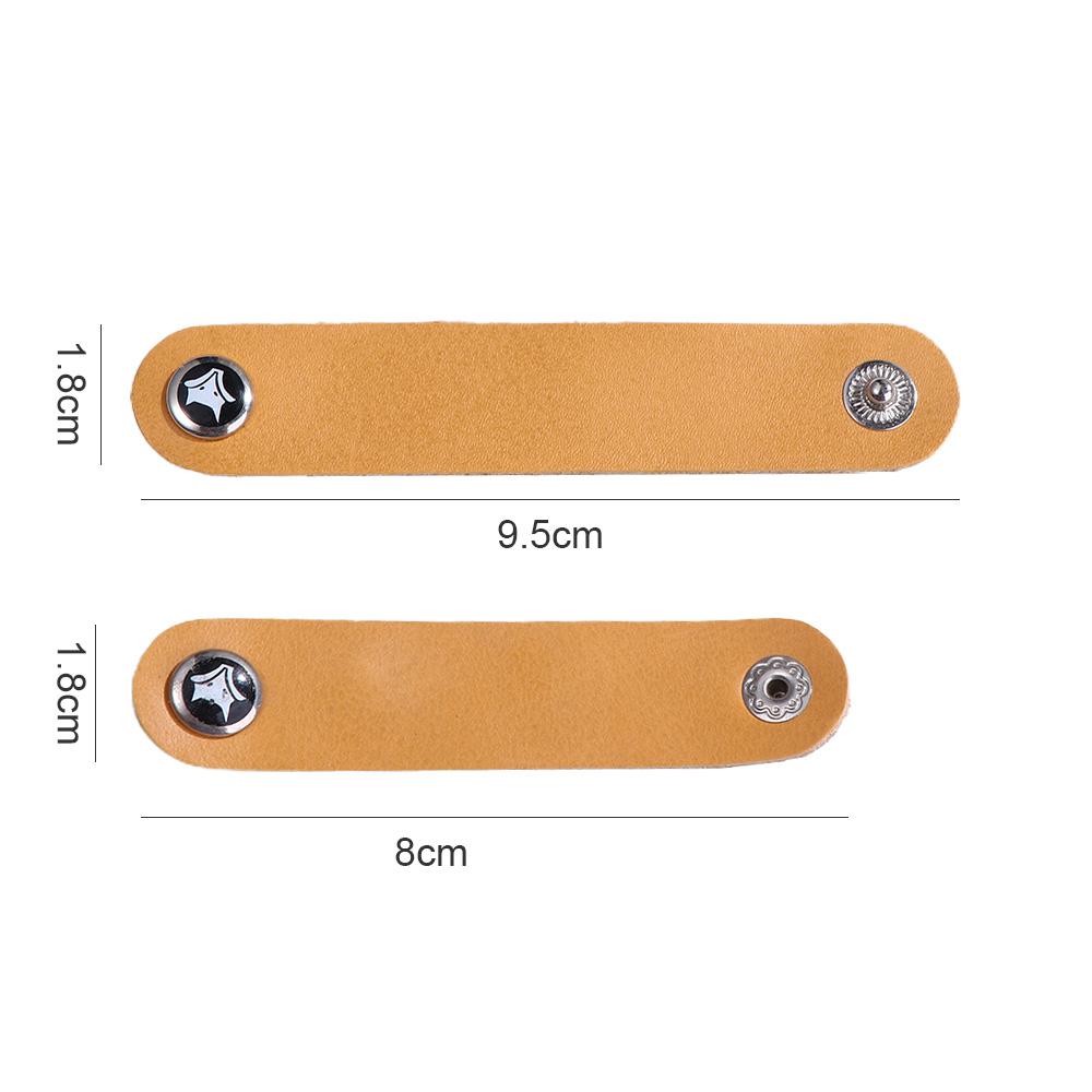 Clip USB Cable Earphone Fixed Winder Straps Cable Holder Cowhide Leather Cord Tidy Storage Cable