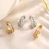 Stainless Steel Pearl Rhinestone Earrings Geometric Design Stainless Steel Earrings Women