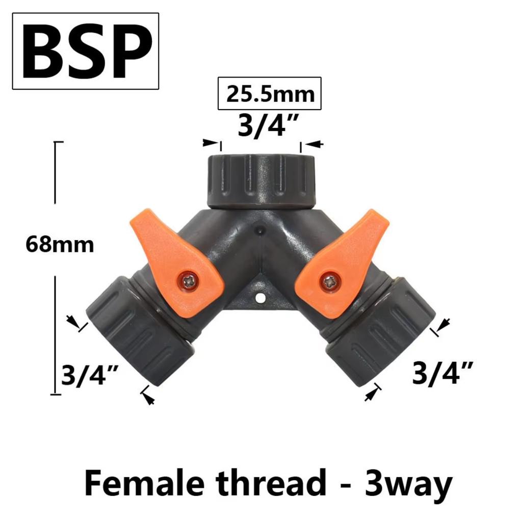 2/4cestný zahradní kohoutek, vsuvka hadice, rozdělovač vody, samice, 1/2 3/4 závit, Y zavlažovací ventil, rychlospojka pro zahradní hadici