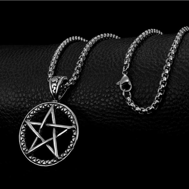 Five-pointed Star Ring Fashion Trend Simple Domineering Single Men s Retro Titanium Steel 60CM