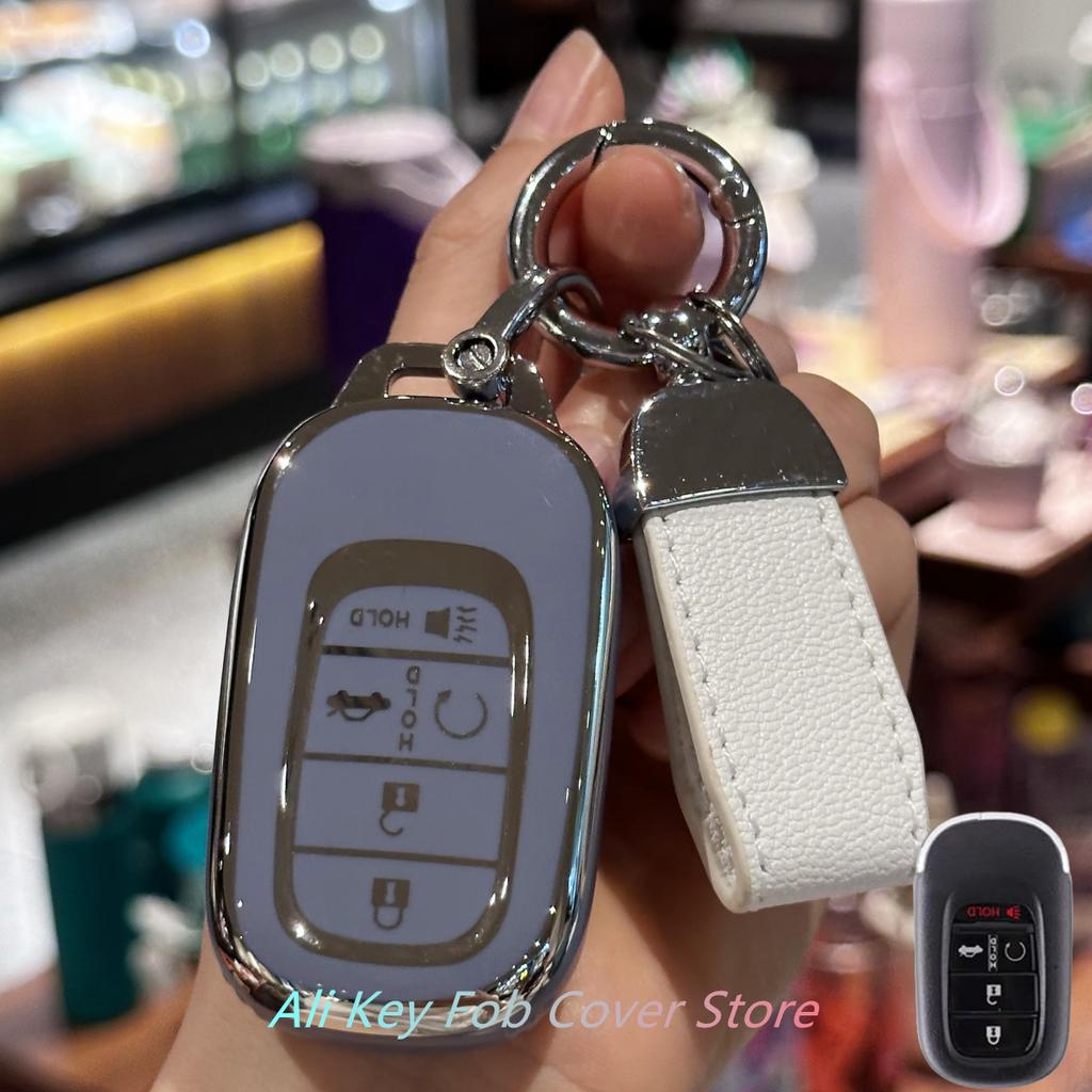 Key Fob Cover Car Keychain Lanyard for Honda 2022 2023 2024 Civic Accord HR-V Pilot CR-V Car Key Case Protector Holder Shel