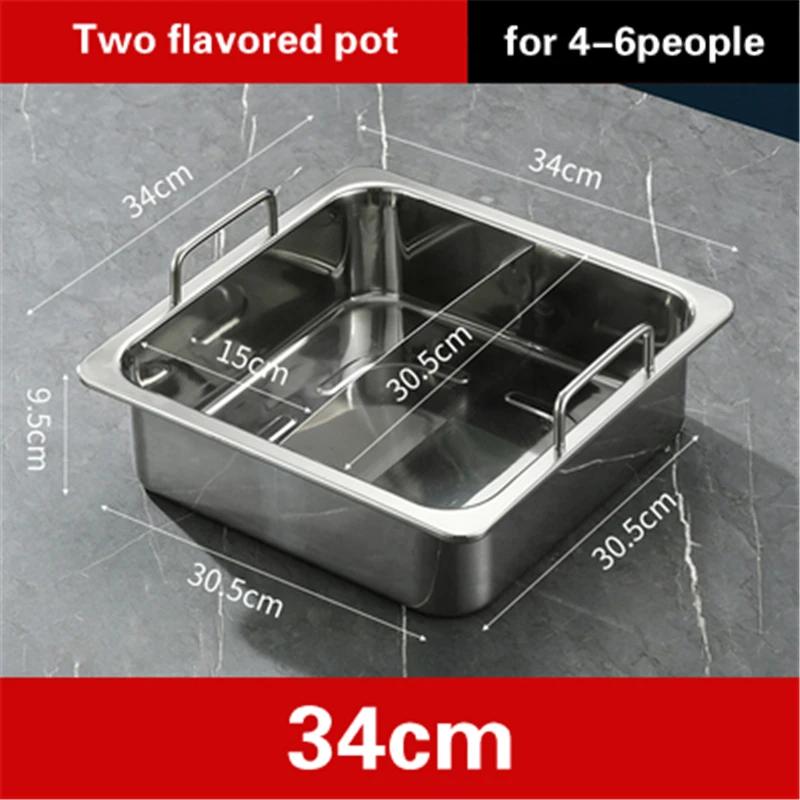 Extra thick stainless steel square hot pot Stewed Mandarin Duck with Ears Hotpot for induction cooker Mother and son pot hotpot