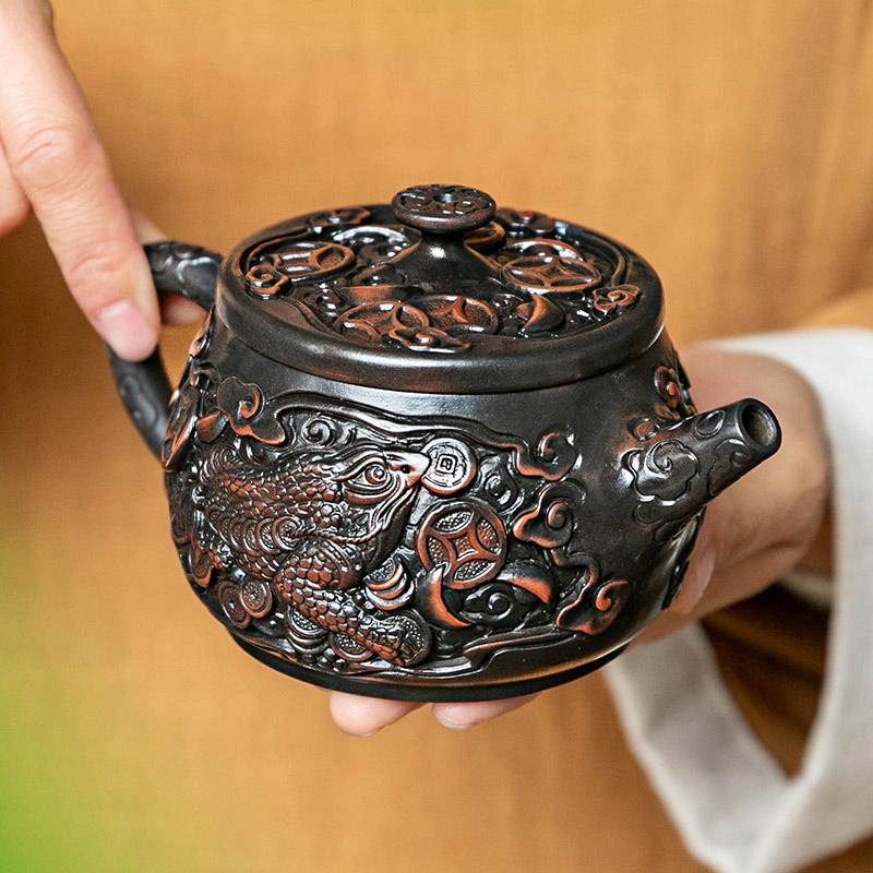 

Фиолетовая керамика Винтажный чайник ручной работы Керамический резной чайник кунг-фу Одиночный чайник Наборы для приготовления чая пуэр Китайский чайник