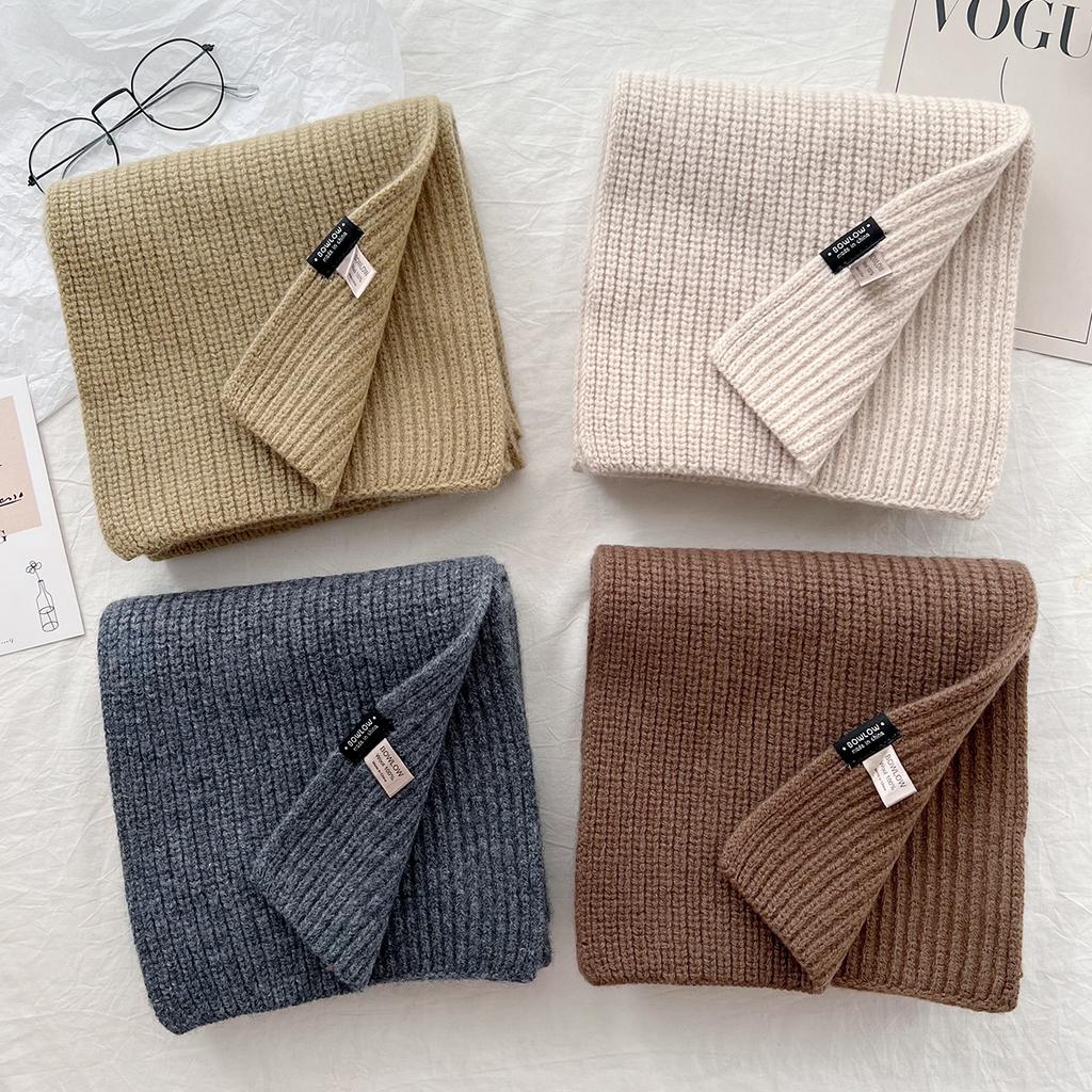 Clearance Japanese soft waxy premium 111 cotton solid color knitted scarf autumn and winter atmosphere versatile warm scarf