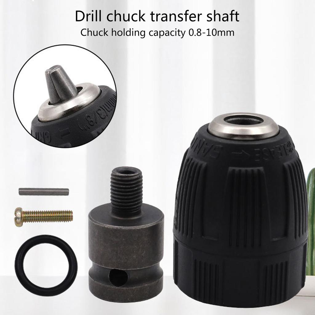 0.8-10mm Precise Keyless Drill Chuck Converter 3/8"- 24UNF Thread Quick Change Adapter Shank 1/4" Hex