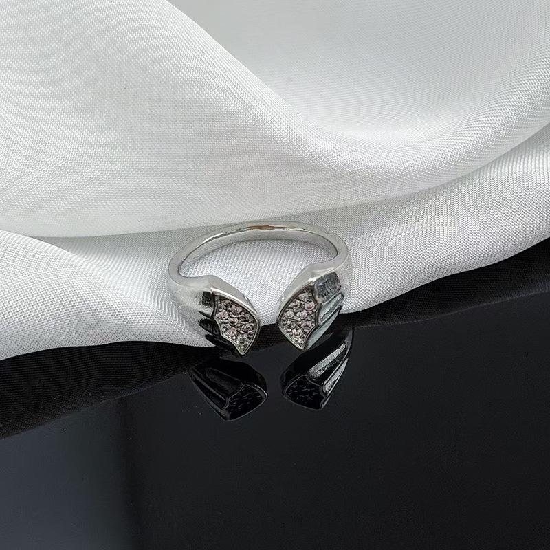 Super Immortal Zir*****Ctagram Single Diamond Zir*****Pen Ring Women'S Niche Light Luxury Stacked Index Finger Ring