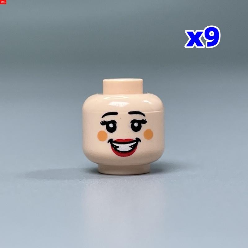 9pcsMOC Blocks 8034 8046 Traditional smile laugh expression 4cm Figure Face Printed Head Assembled Construction Bricks Children Playthings