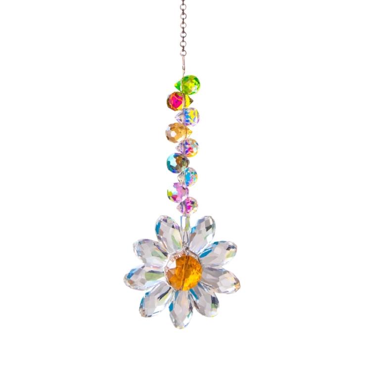 Crystal Rainbows Suncatchers, Hanging Crystals Sun Catchers for Window, Colorful Suncatchers with Sunflowers Pendants
