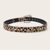 Leopards Print Rhinestones Belt With Pin Buckles for Women and Men Soft PU Adjustable Waistband