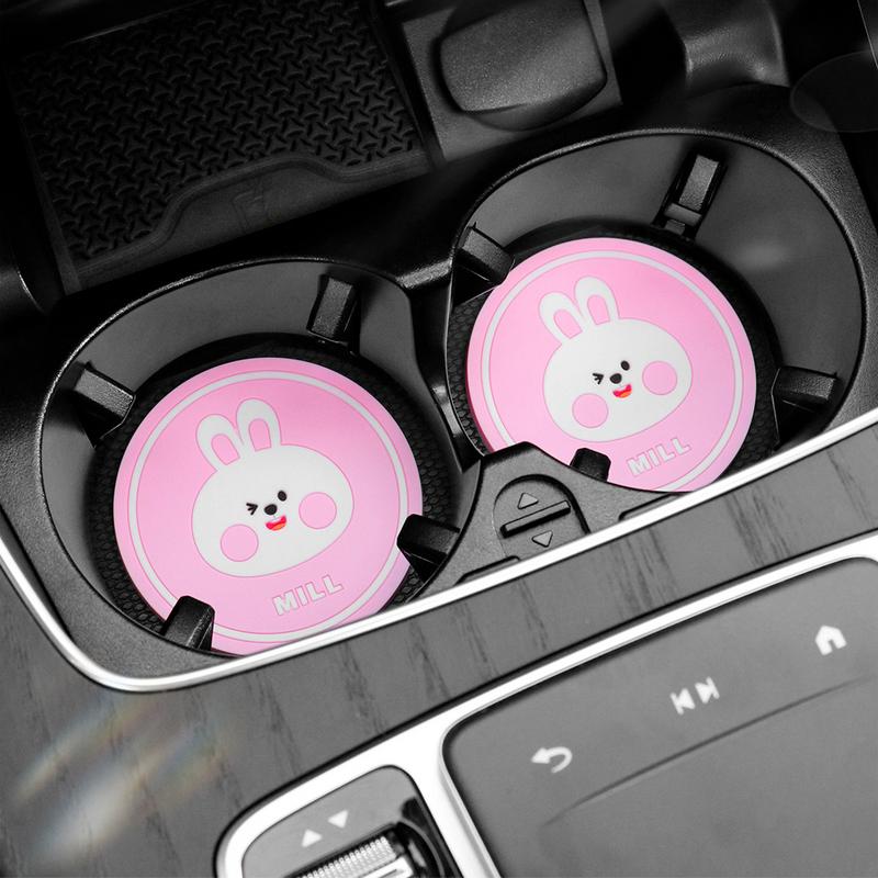 Auto Cup Holder Coaster Anti-Slip Car Interior Insulation Pad Cartoon Animal Aesthetic Water Cup Insulation Pad For  Drinks