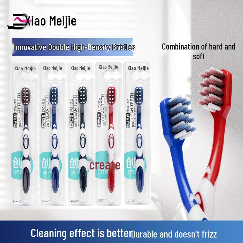 Three Smiles Soft & Hard Bristle Adult Toothbrush with Large Head and Gum Protection Individually Wrapped