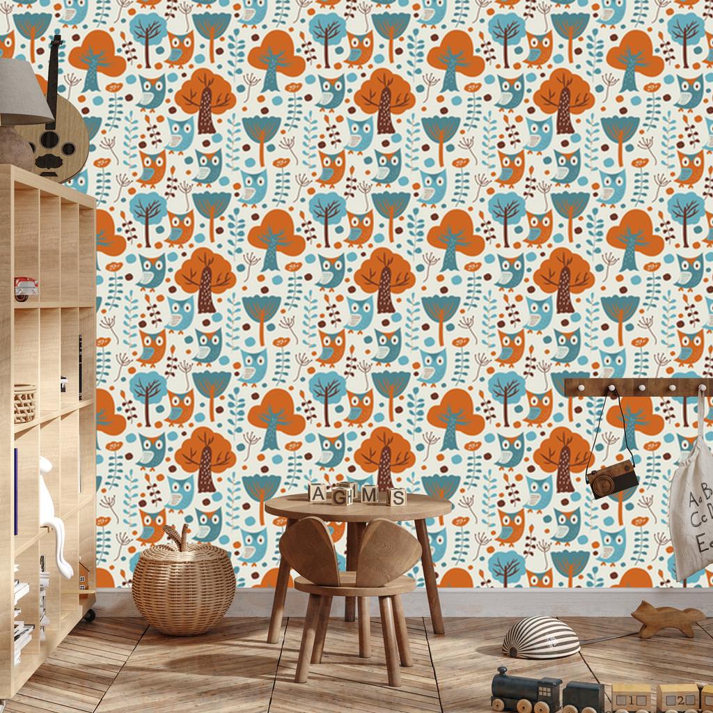 Colorful Owls Wallpaper for Living Room and Bedroom 50x1000