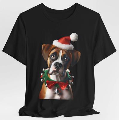 Christmas Boxer Dog Shirt Cute Santa Hat Boxer Tee Holiday Dog Lover Gift