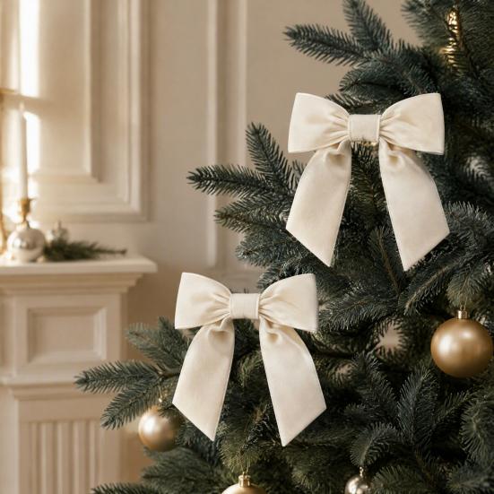 Winter-Heimdekoration 2 Stück Samt-Weihnachtsschleifen, Feiertags-Wanddekoration zum Aufhängen für den Baum, Wiederverwendbare Schleifen-Topper, Hochzeits-Hintergrund, Brautparty, Geburtstag