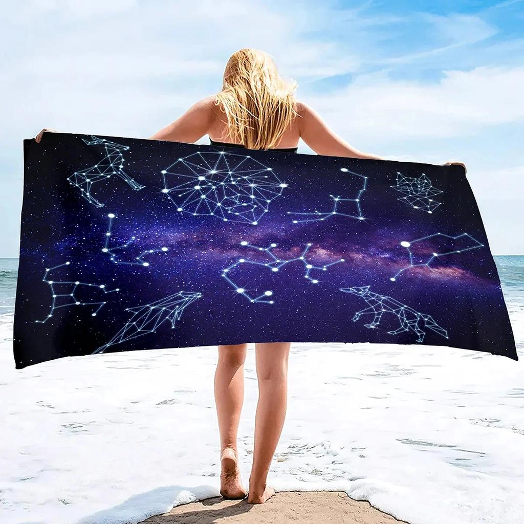 12 Constellations Beach Towel Microfiber Sand Free Mysterious Galaxy Bath Towel Quick Dry Swimming Pool Spa Travel Sport Towels