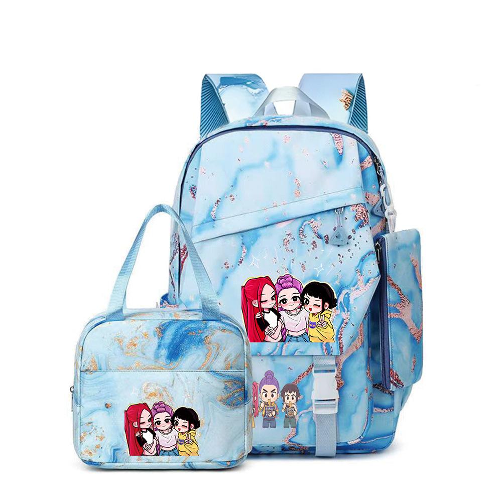 School Season Printed Student Schoolbag Backpack Shoulder Pencil Bag Three-Piece Set