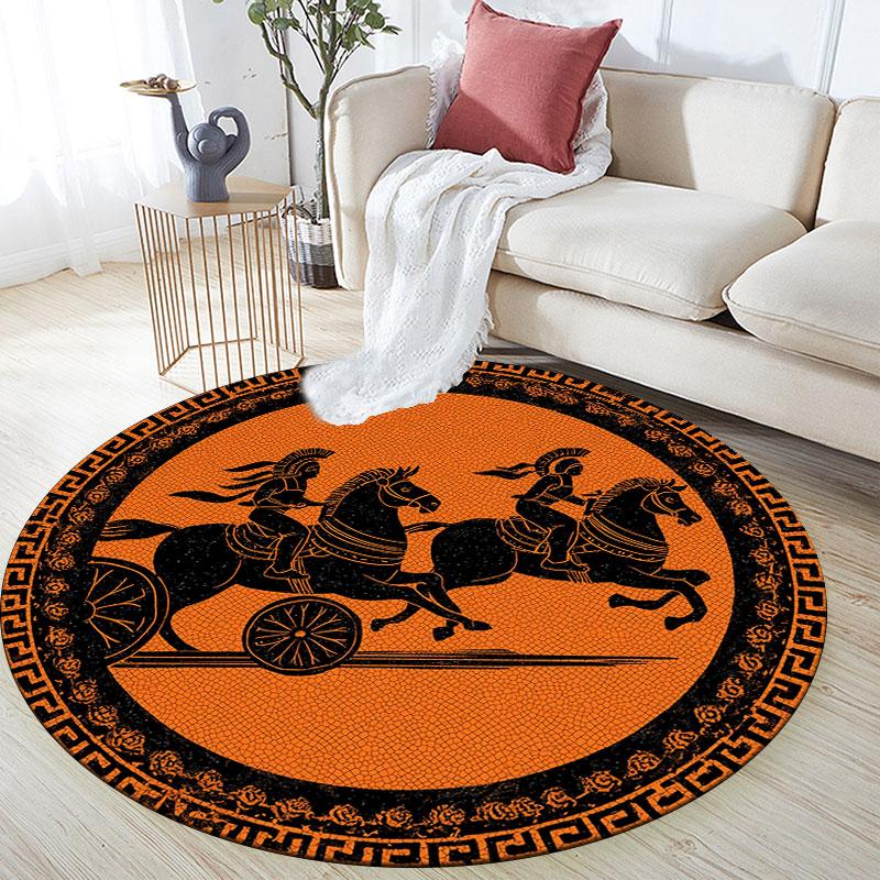 Ancient Greek Art pattern round rug,Carpet Rug for Living Room Bedroom Playroom ,Non-slip Floor Mat,Holiday Gifts and Birthday Gifts.