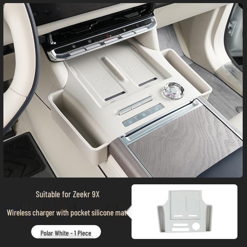 Silikon-Getränkehalter-Schutzmatte für Zeekr 9X Wireless Charging, Auto-Innenzubehör.