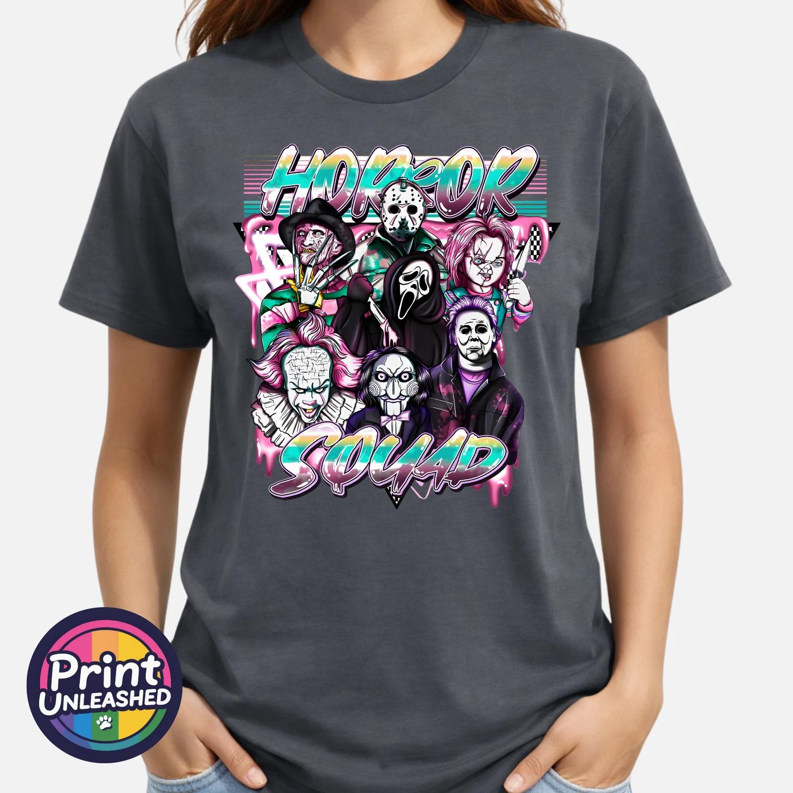 Horror Squad Graphic T-Shirt Jason Chucky Saw Freddy Ghostface Horror Movie Tee S