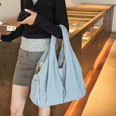 Petit littéraire, frais, simple et sac en tissu à bandoulière de grande capacité, sac fourre-tout décontracté portable multi-poches pour femmes