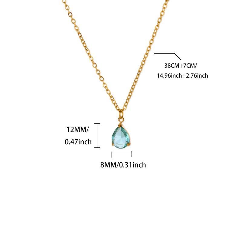 

Jewelry Pear Shaped Water Drop Zircon Moon Birthstone Birthstone Necklace Plated 1 Gold Clavicle Chain Stainless Steel