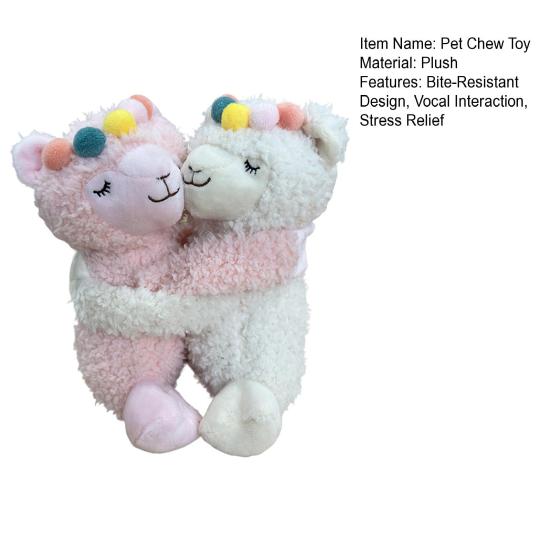 Pet Toy Hug Alpaca Shape Bite-Resistant Plush Dog Chew Toy with Built-in Sound Device Soft Interactive Stress Relief Toy