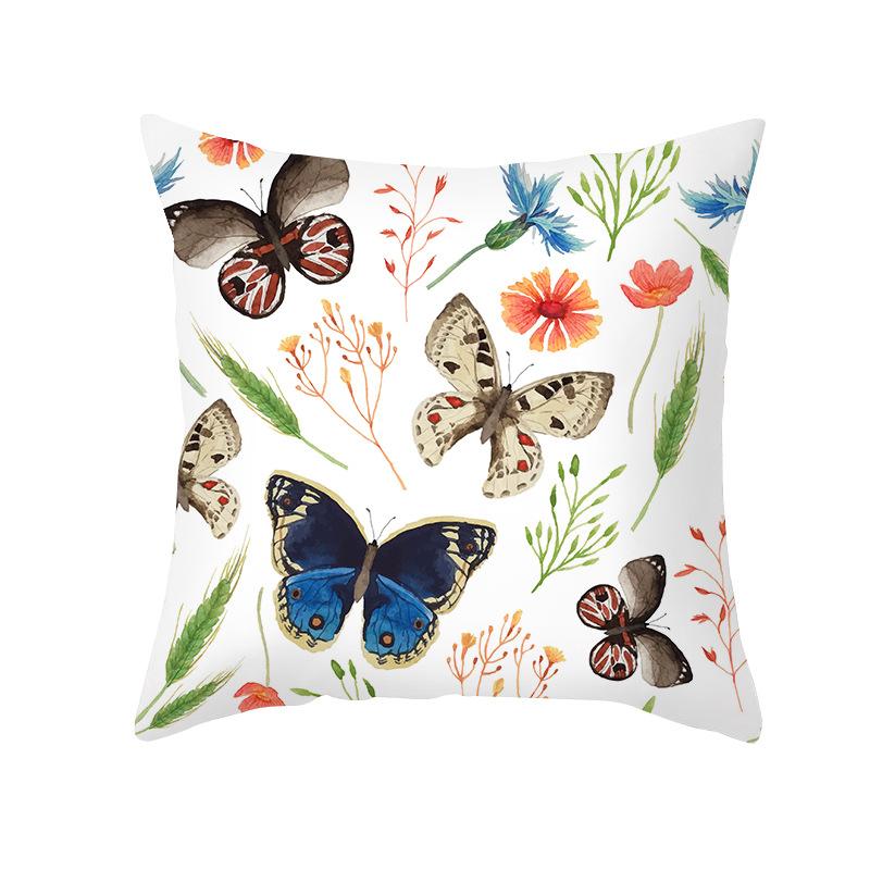 Colorful Butterfly Series Sofa Pillow Cover Nordic Peach Skin Print Office Cushion Pillow Cover Home