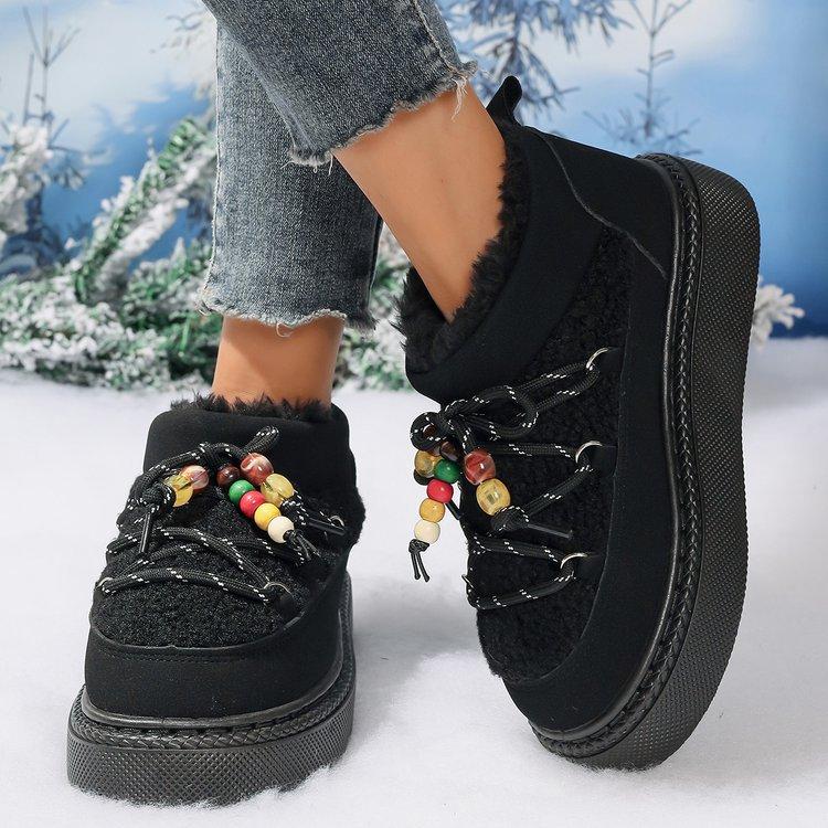 Large size thick-soled snow boots for women's autumn and winter new velvet thickened warm cotton shoes for women
