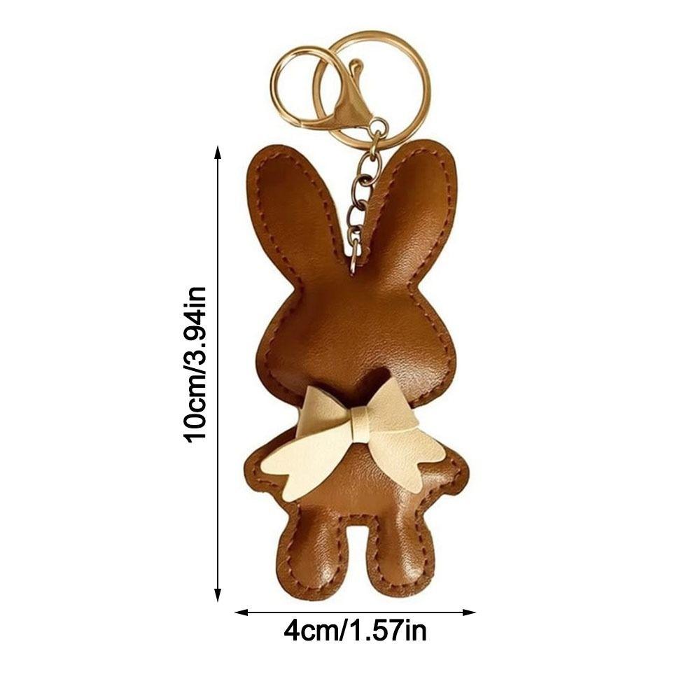 Bow Decoration Key Holders PU Leather Bag Pendant New Bunny Keychain Gift