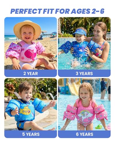 Gogokids Children's Buoyancy Swim Vest with Armbands, 15-30kg, EN 13138-1 Certified, Floatation Vest for Ages 2-6, Inflation-Free Toddler Float Vest w