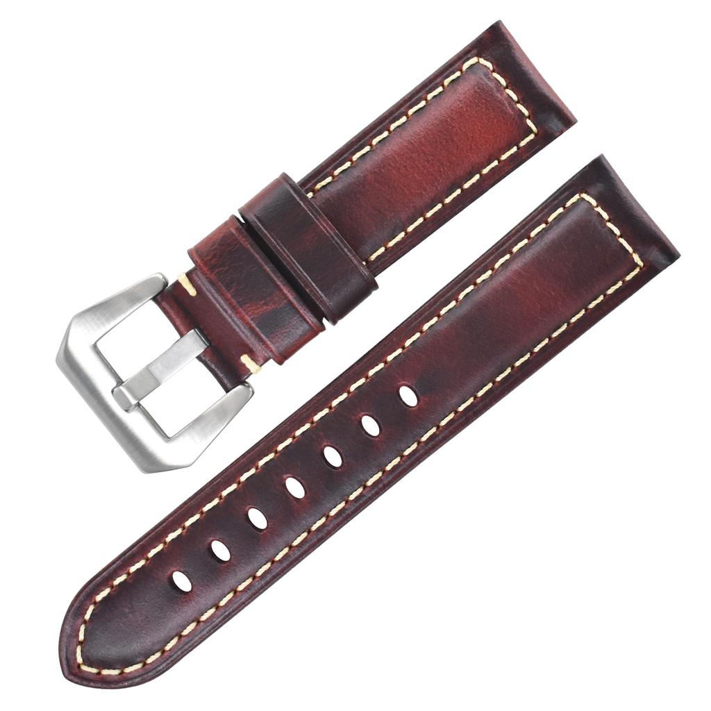 First Layer Genuine Cowhide Oil Wax Leather Business Watch Strap 18mm to 26mm Replacement for Cartier Watch Durable Wristband Accessory
