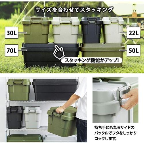 RISU Trunk Cargo Storage Box, 22L, Green, Made In Japan, TC-20S, Set of 2, Stackable, Waterproof, for Outdoor Storage, Camping, GHON100