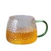 1pc 400ml Hammer Grain Coffee Tumbler Heat Resistant Glass Cup Teacup with Handle Home Office Breakfast Juice Milk Mug Drinkware
